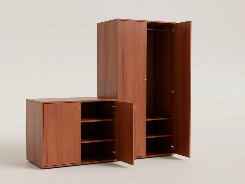Ropero y Mueble Bajo Rojizo